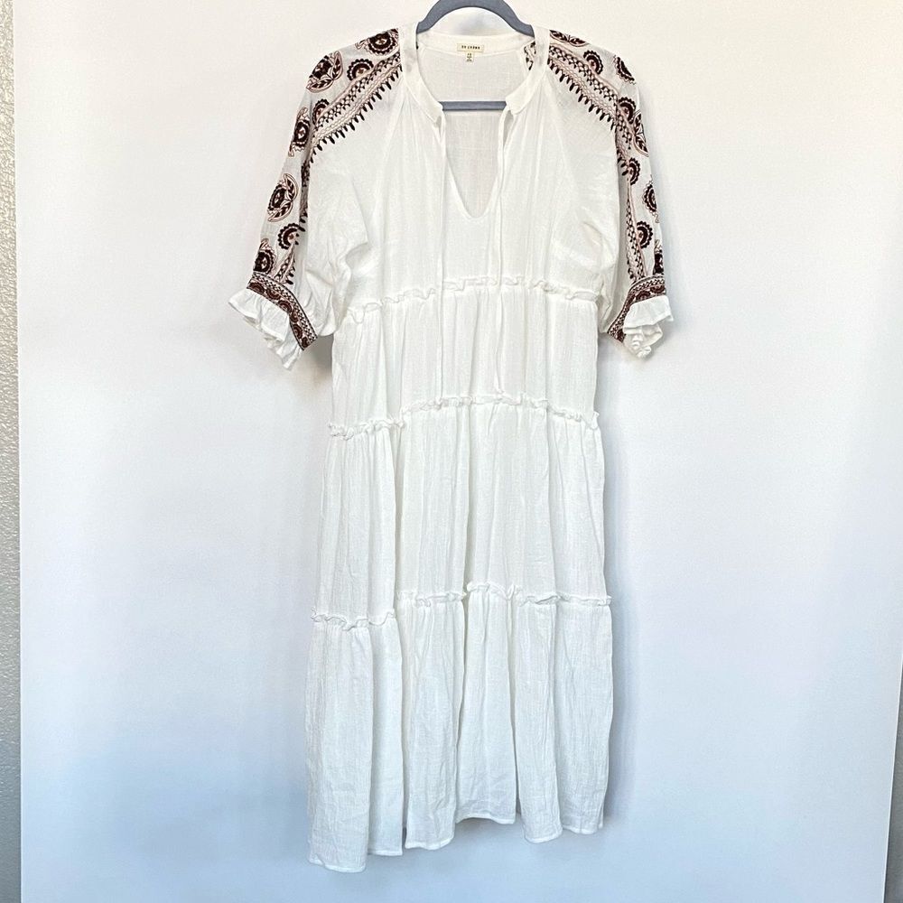 EN CRÉME Fancy White Embroidered Dress, Size XS